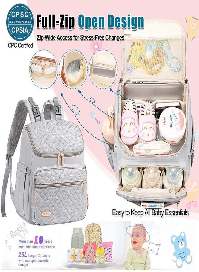 Weitars Diaper Bag Backpack Large Baby Diaper Bag with Changing Pad Travel Diaper Backpack,Baby Bag for Boys Girls,Stroller Straps,5 Insulated Pockets (Gray) - Image 4